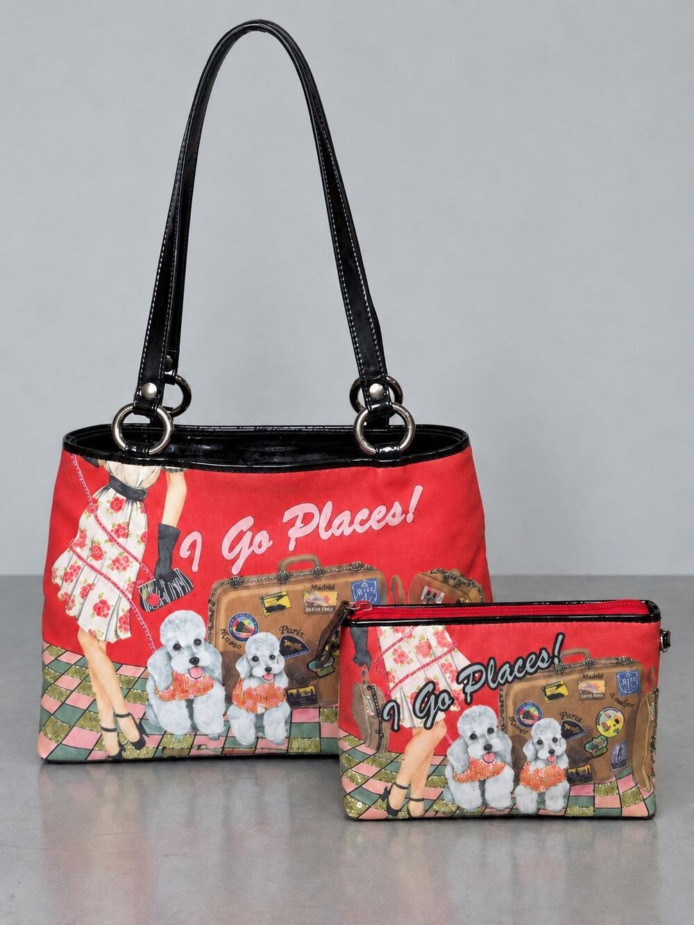 Vintage 90’s Isabella Fiore “I Go Places” Tote & Pouch Set